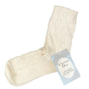 Christian Dior Vintage Ivory Waffle Knit Socks